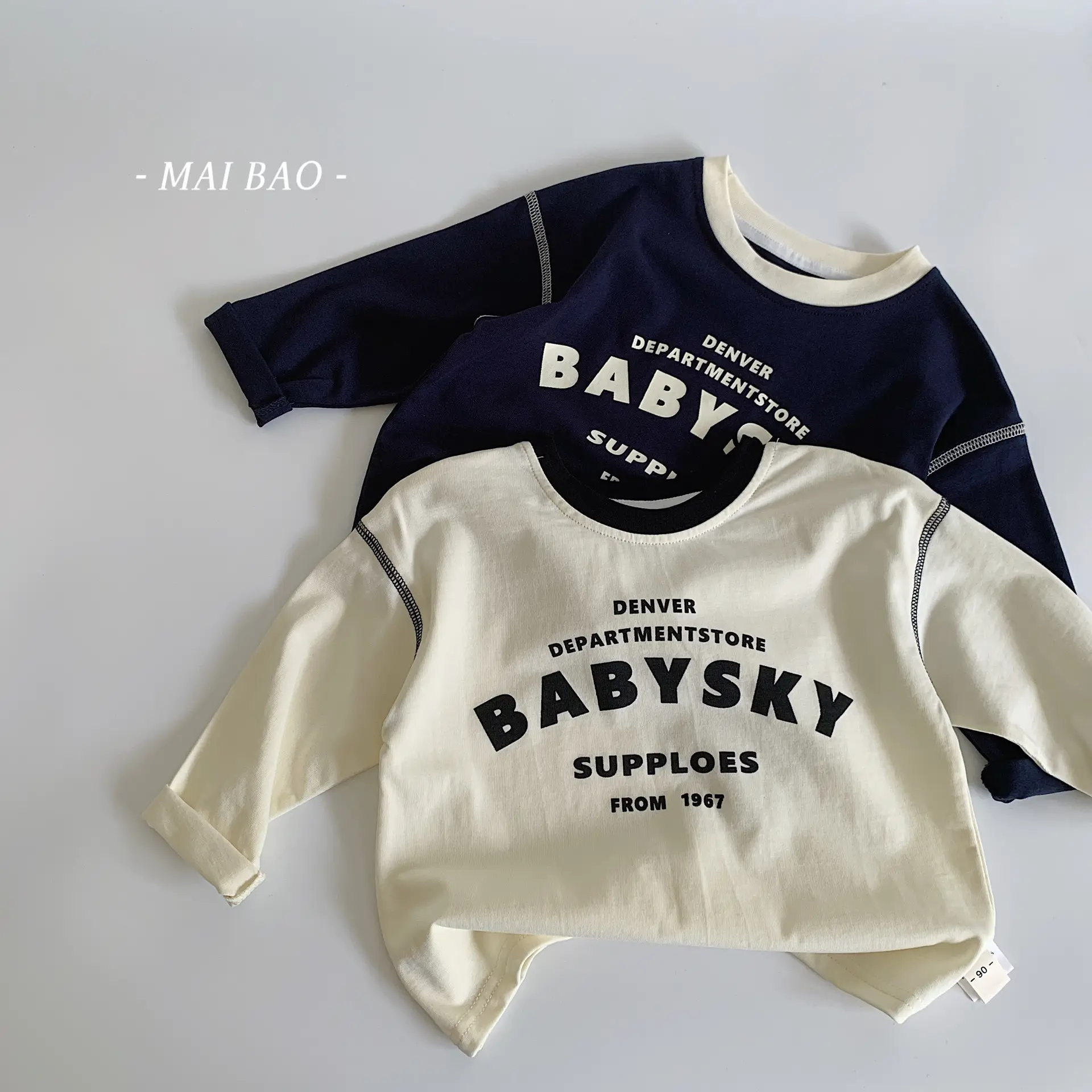 Maibao Baby T-Shirt 2026 Spring Letter Print Long Sleeve Korean Style - Image 3