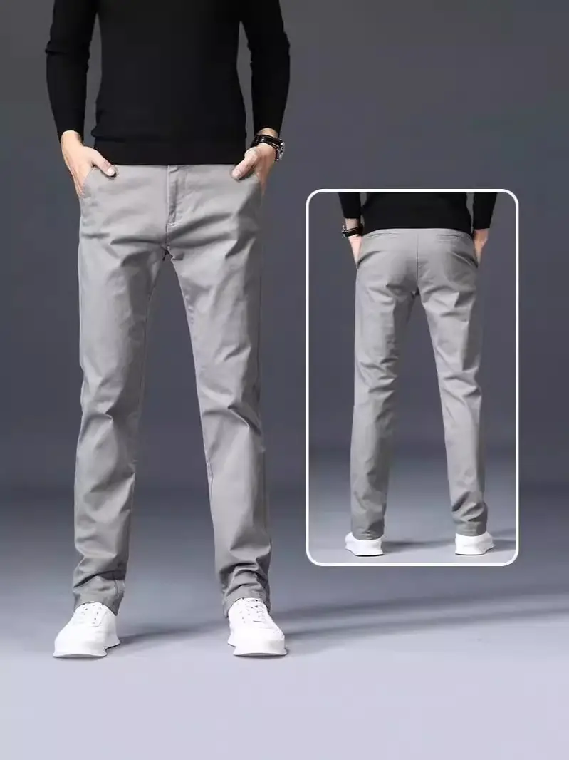 Men's Grey Straight Thin Casual Pants Autumn - Image 9