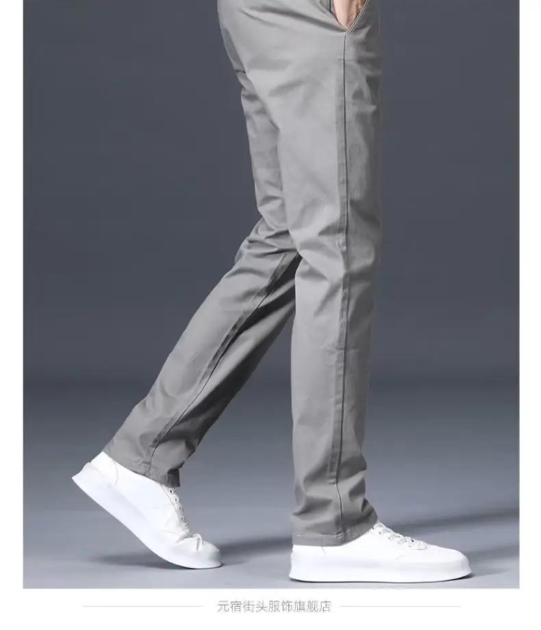 Men's Grey Straight Thin Casual Pants Autumn — feature 18