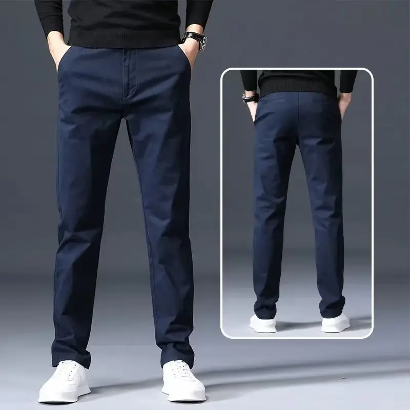 Men's Grey Straight Thin Casual Pants Autumn — feature 2