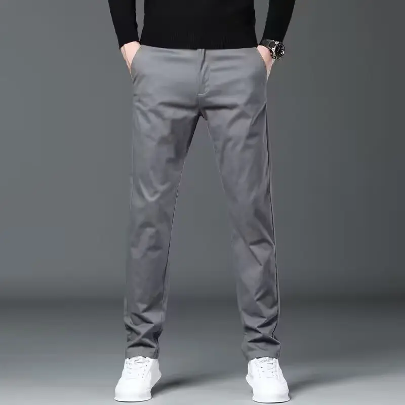 Men's Grey Straight Thin Casual Pants Autumn - Image 4