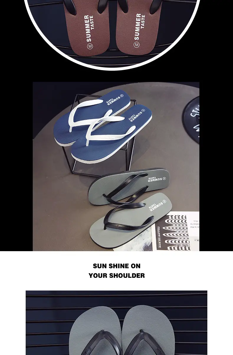 Men's Summer Flip-Flops, Non-Slip Rubber Korean Style Trendy Slippers, Student Beach Thong Sandals, Anti-Slip and Wear-Resistant — feature 10