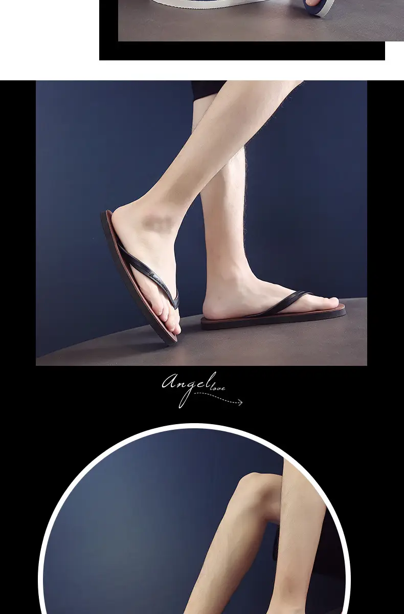 Men's Summer Flip-Flops, Non-Slip Rubber Korean Style Trendy Slippers, Student Beach Thong Sandals, Anti-Slip and Wear-Resistant — feature 15
