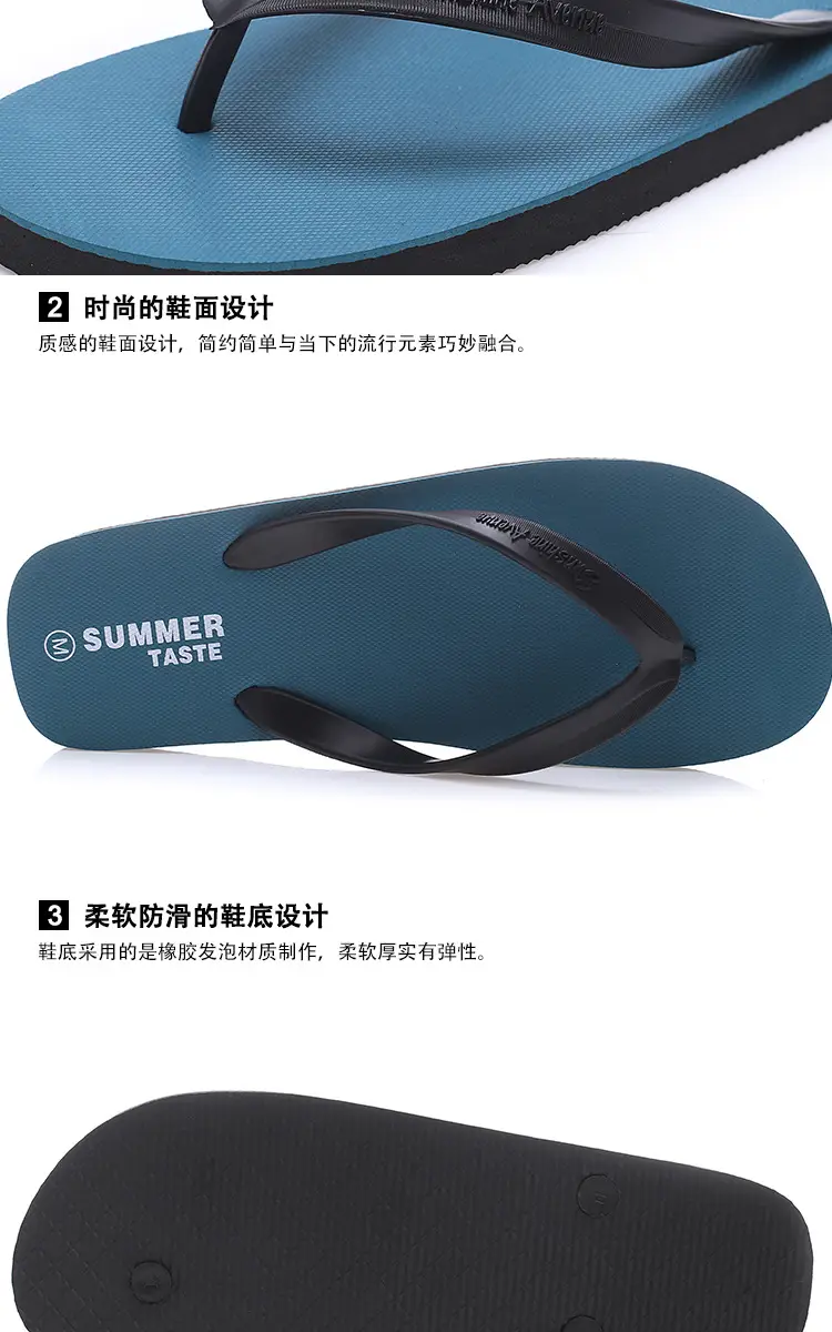Men's Summer Flip-Flops, Non-Slip Rubber Korean Style Trendy Slippers, Student Beach Thong Sandals, Anti-Slip and Wear-Resistant — feature 4