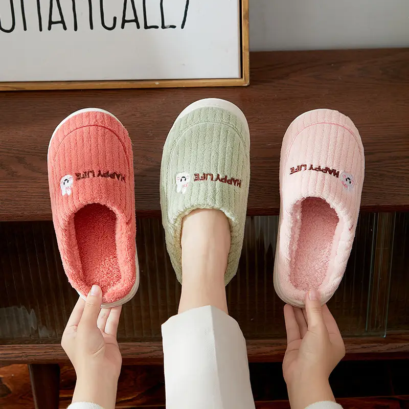 Cotton Slippers Women's Winter 2024 New Home Indoor Warm Couple Cute Rabbit Non-slip Plush Winter Slippers for Men