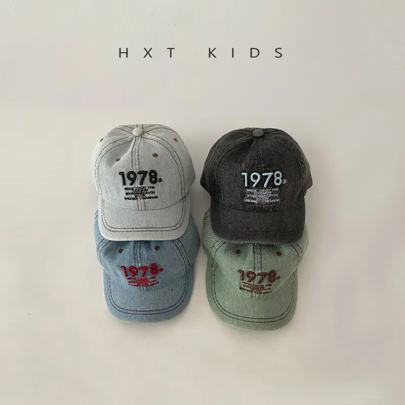 Children's Letter Embroidered Cap Blue Grey 1978 - Image 6