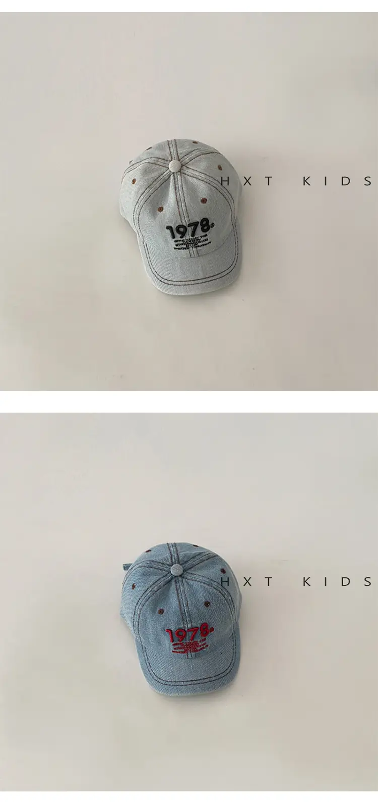 Children's Letter Embroidered Cap Blue Grey 1978 — feature 6