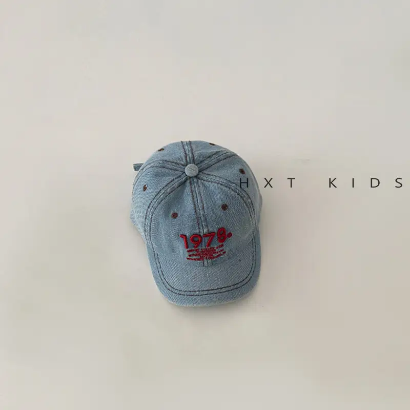 Children's Letter Embroidered Cap Blue Grey 1978 - Image 2
