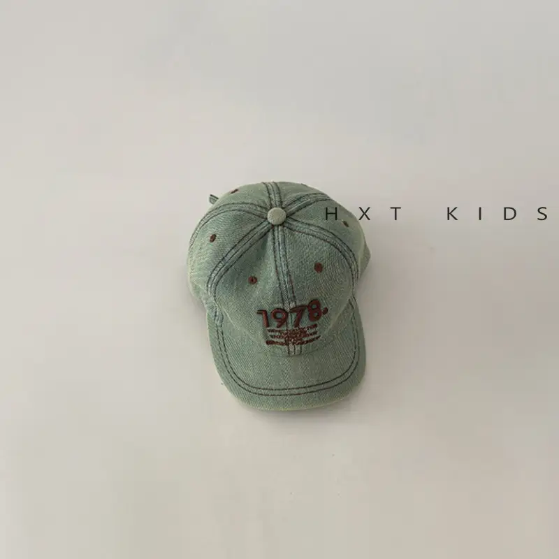 Children's Letter Embroidered Cap Blue Grey 1978 - Image 3