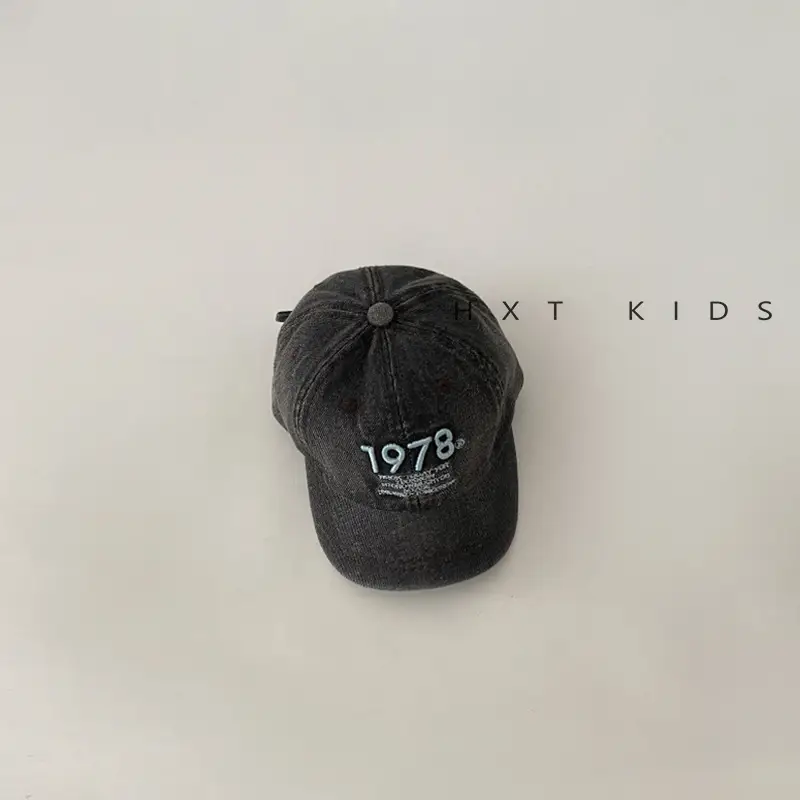Children's Letter Embroidered Cap Blue Grey 1978 - Image 4