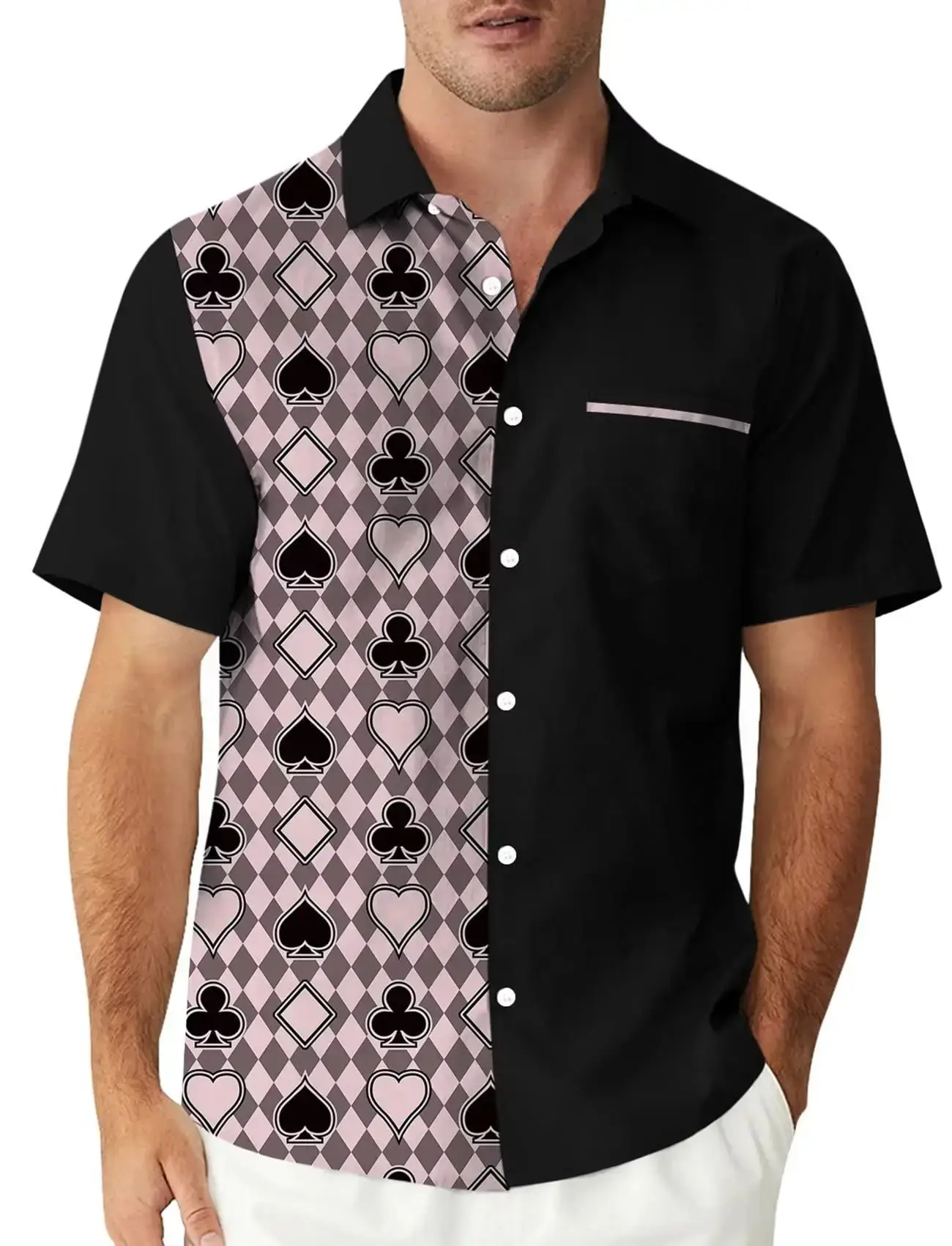 Men's 3D Printed Striped Short Sleeve Shirt Teal Grey - Image 17
