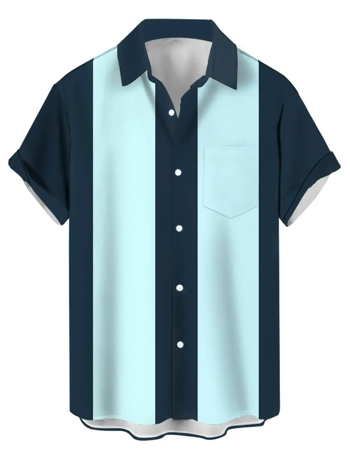 Men's 3D Printed Striped Short Sleeve Shirt Teal Grey - Image 19
