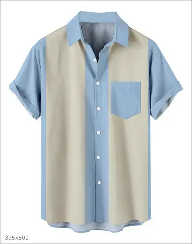 Men's 3D Printed Striped Short Sleeve Shirt Teal Grey - Image 21