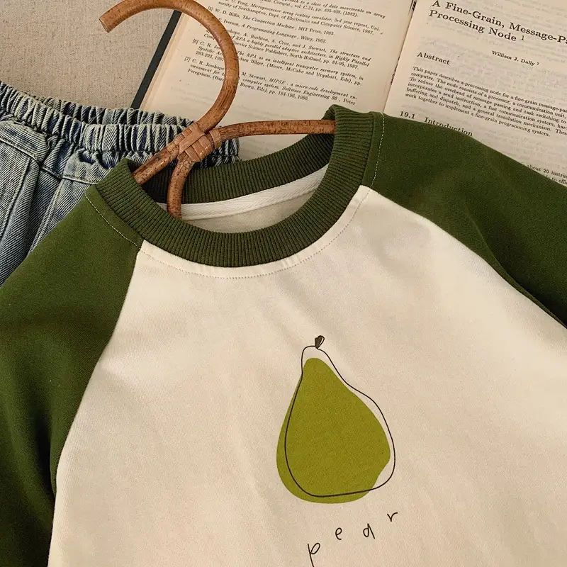 Autumn Raglan Sleeve T-Shirt for Boys Green Cream - Image 6