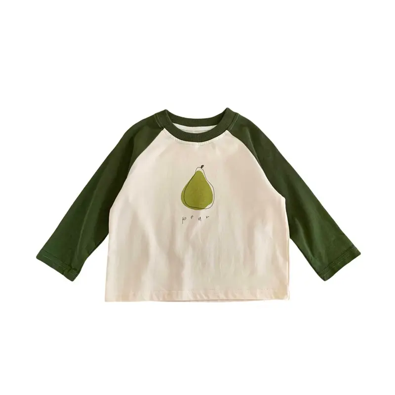 Autumn Raglan Sleeve T-Shirt for Boys Green Cream - Image 7