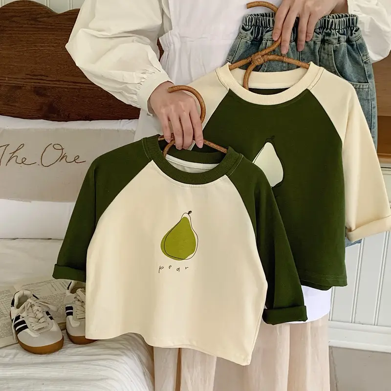 Autumn Raglan Sleeve T-Shirt for Boys Green Cream — feature 2