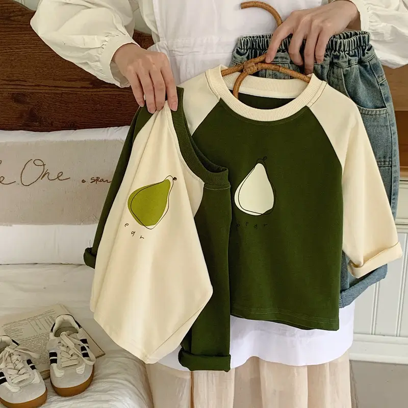 Autumn Raglan Sleeve T-Shirt for Boys Green Cream — feature 8