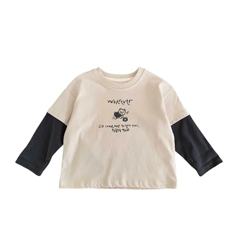 Pink Korean Kids T-Shirt Set for Boys Girls Spring Autumn - Image 5