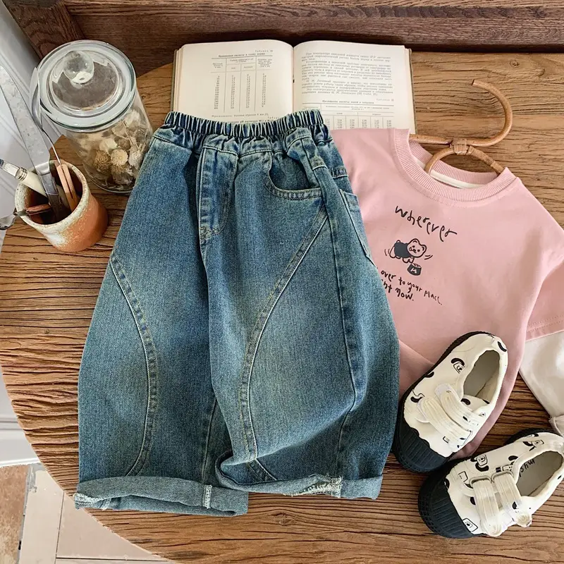 Pink Korean Kids T-Shirt Set for Boys Girls Spring Autumn — feature 11