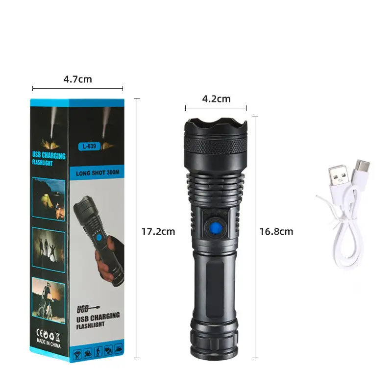 USB Flashlight Strong Light Flashing Power Display - Image 5
