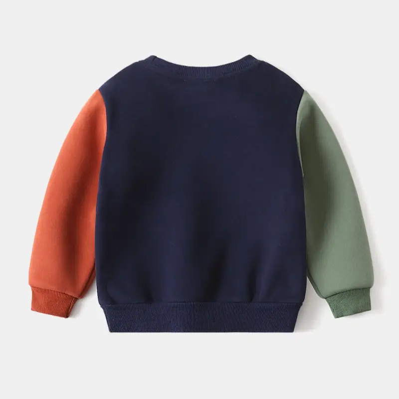 Children's Fleece Sweatshirt 2026 New Autumn and Winter Children's Clothing Wholesale Boys' Patchwork Sleeve Thickened Warm Top One-Piece Dropshipping — feature 4