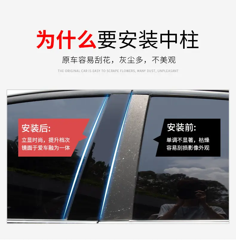 Applicable to 2016-2019 Chery Tiggo Ruihu 7 PRO window decoration door frame bright black center pillar sticker 20-23 — feature 2