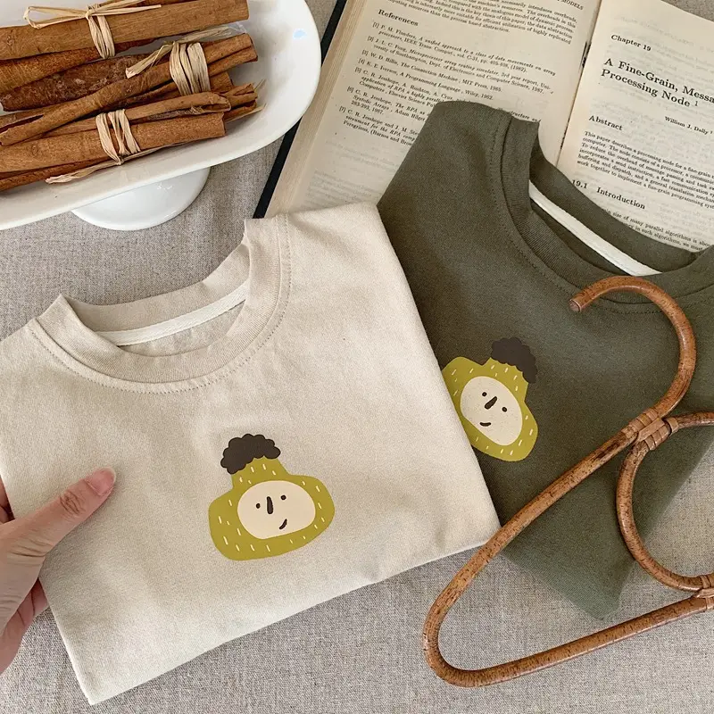 Boys Long Sleeve Cotton T-Shirt Green Yellow Print — feature 6