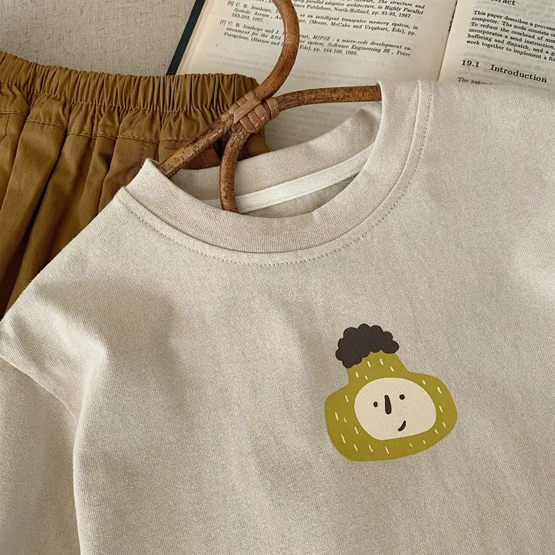 Boys Long Sleeve Cotton T-Shirt Green Yellow Print — feature 8