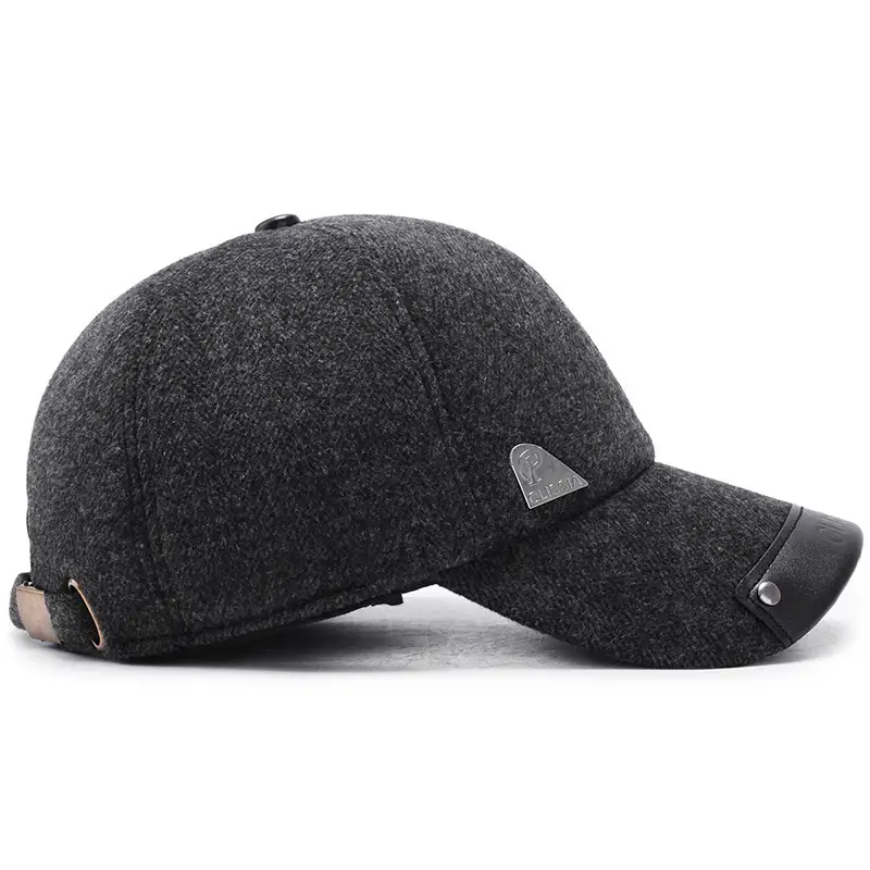 Men's Wool Baseball Cap Grey Winter Warm Dad Hat