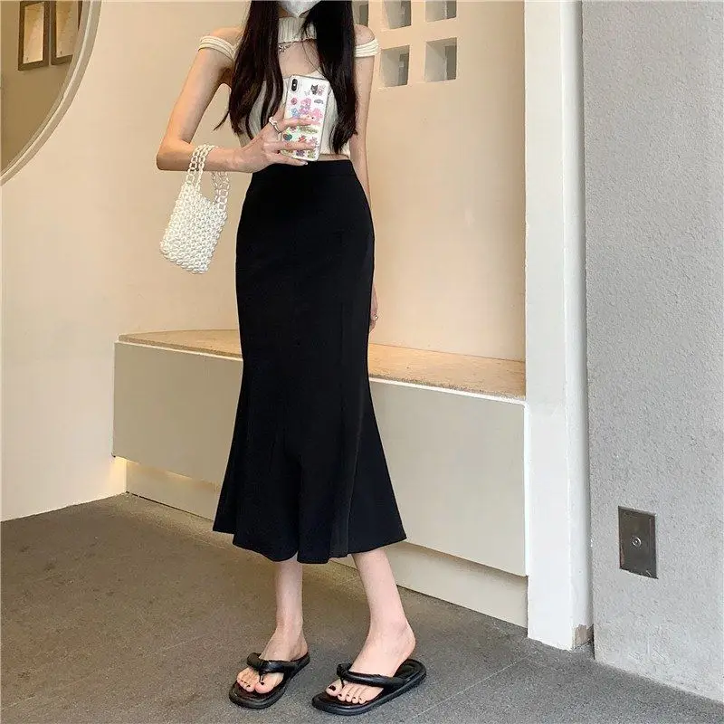 Women Fishtail Skirt Mid Waist Slim Fit Long Sleeve — feature 10