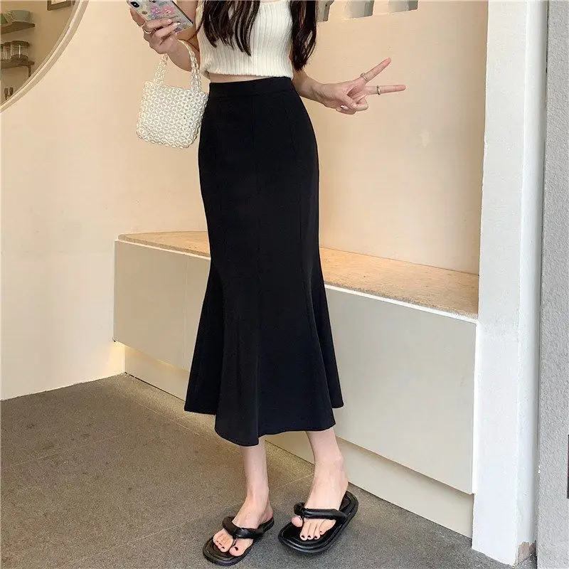 Women Fishtail Skirt Mid Waist Slim Fit Long Sleeve — feature 11