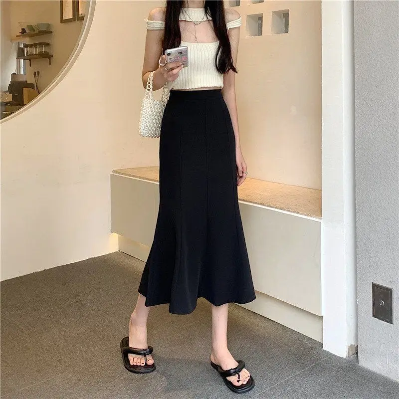Women Fishtail Skirt Mid Waist Slim Fit Long Sleeve — feature 12