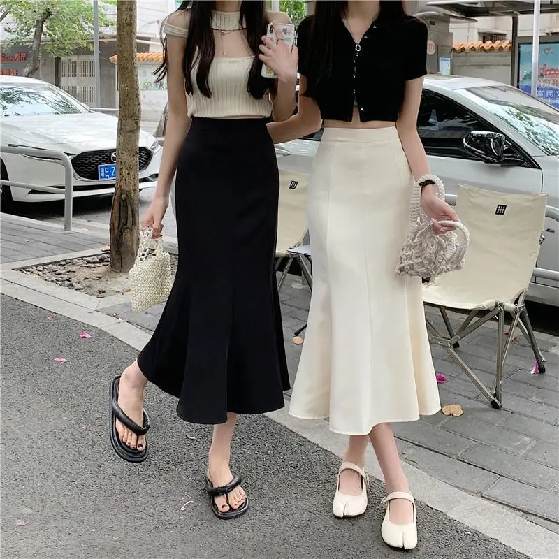 Women Fishtail Skirt Mid Waist Slim Fit Long Sleeve — feature 3