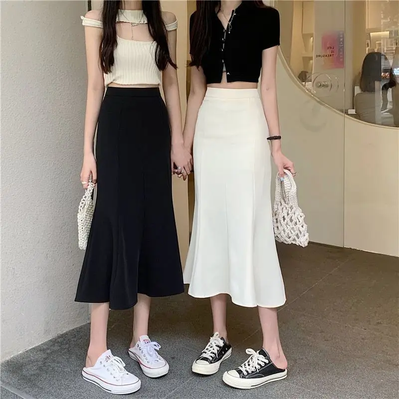 Women Fishtail Skirt Mid Waist Slim Fit Long Sleeve — feature 4