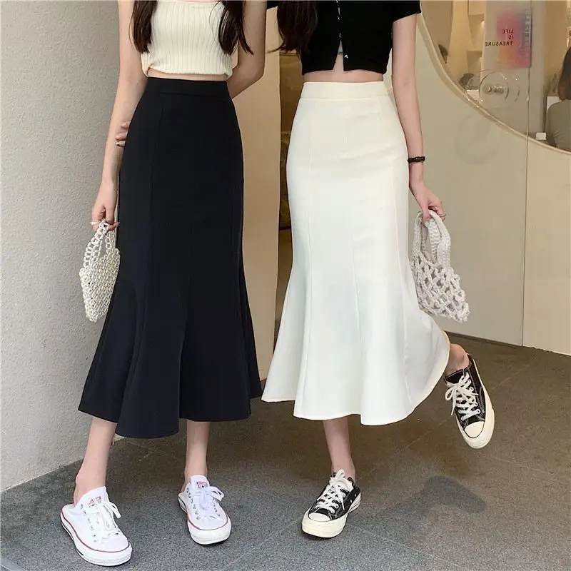 Women Fishtail Skirt Mid Waist Slim Fit Long Sleeve — feature 5