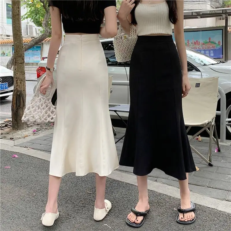 Women Fishtail Skirt Mid Waist Slim Fit Long Sleeve — feature 7