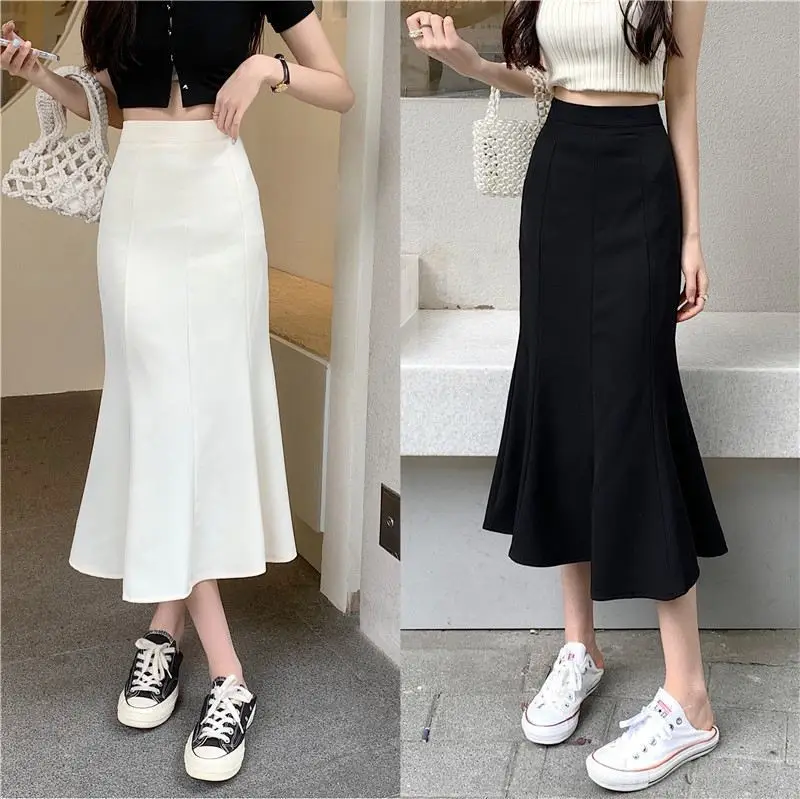 Women Fishtail Skirt Mid Waist Slim Fit Long Sleeve — feature 8