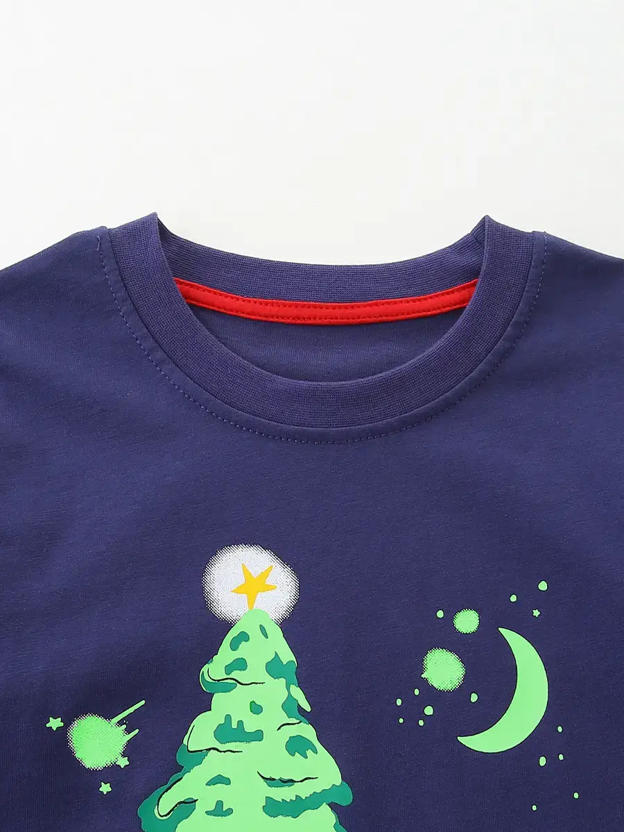 Kids Christmas Long Sleeve T-Shirt Navy Blue