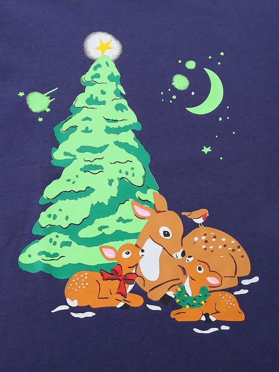 Kids Christmas Long Sleeve T-Shirt Navy Blue