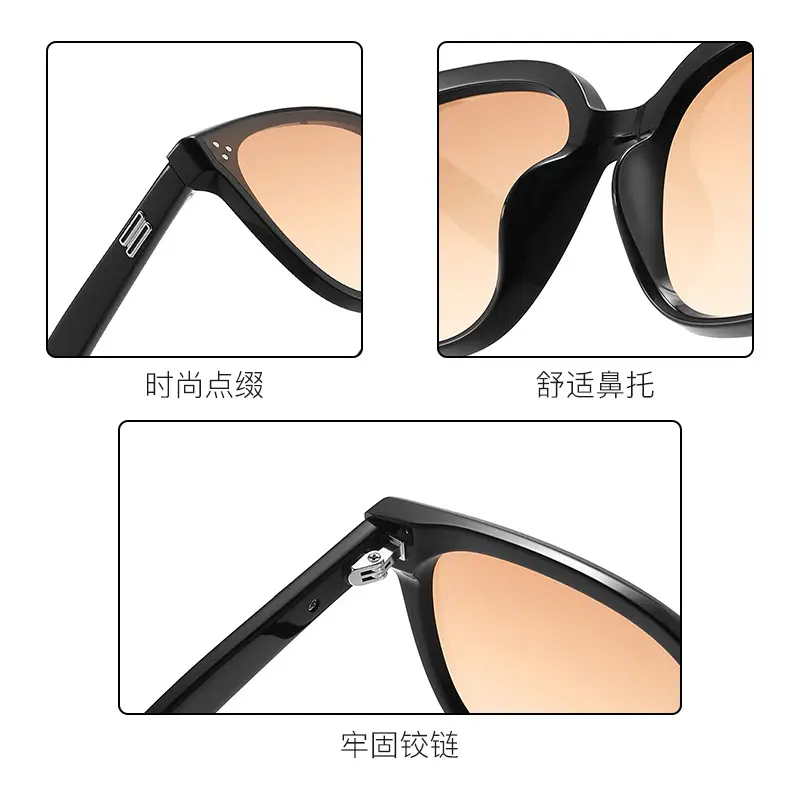 UV-Proof Women Sunglasses Large Frame Black - Image 7