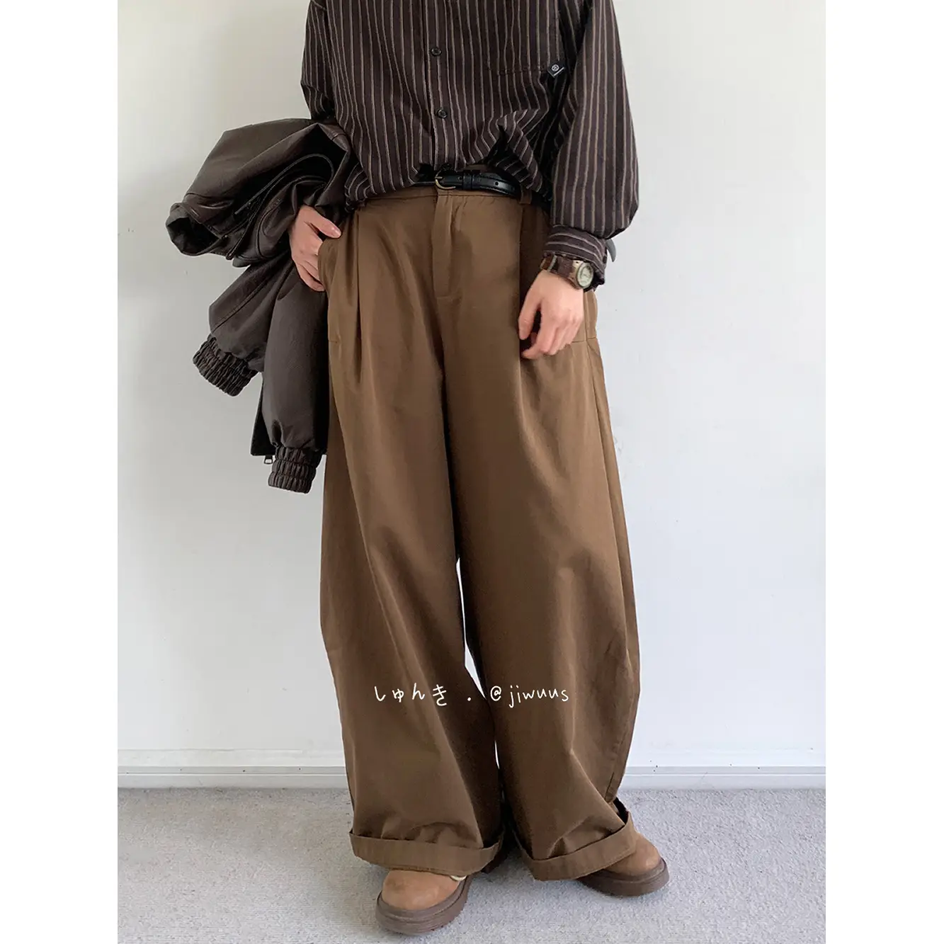 Japanese Style Men's Black Wide Leg Pants — feature 10