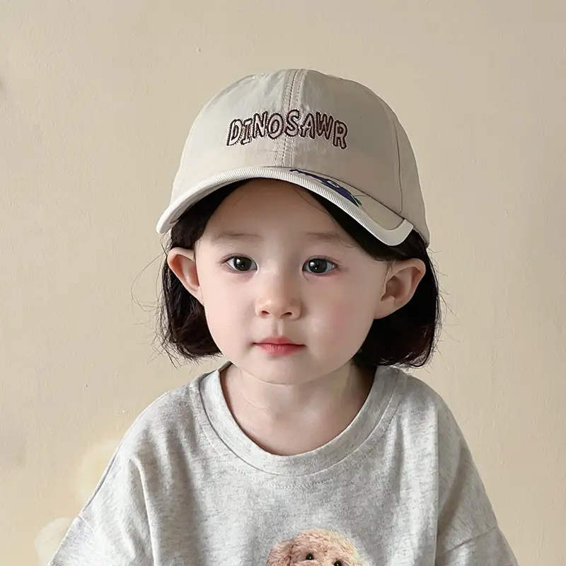 Kids Dino Cap Beige Embroidered - Image 8
