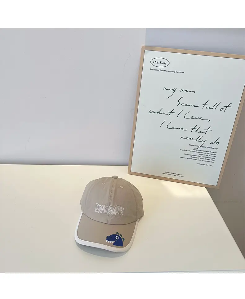 Kids Dino Cap Beige Embroidered — feature 21