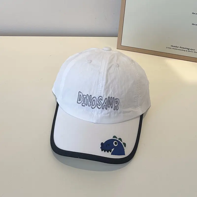 Kids Dino Cap Beige Embroidered - Image 2