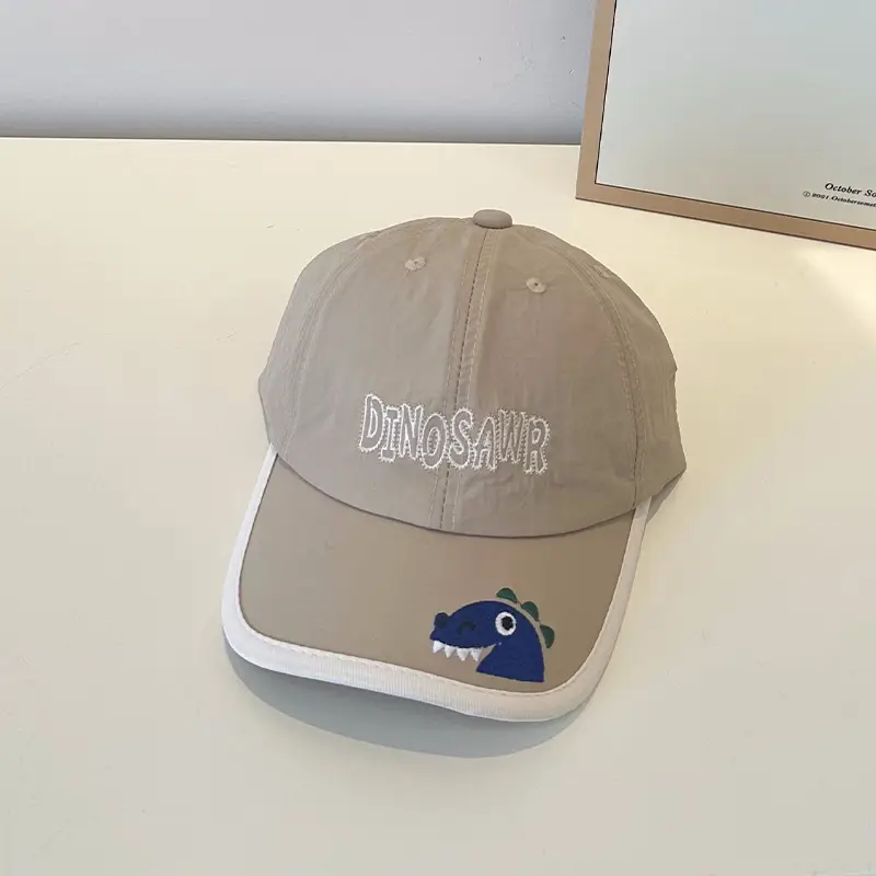 Kids Dino Cap Beige Embroidered - Image 4