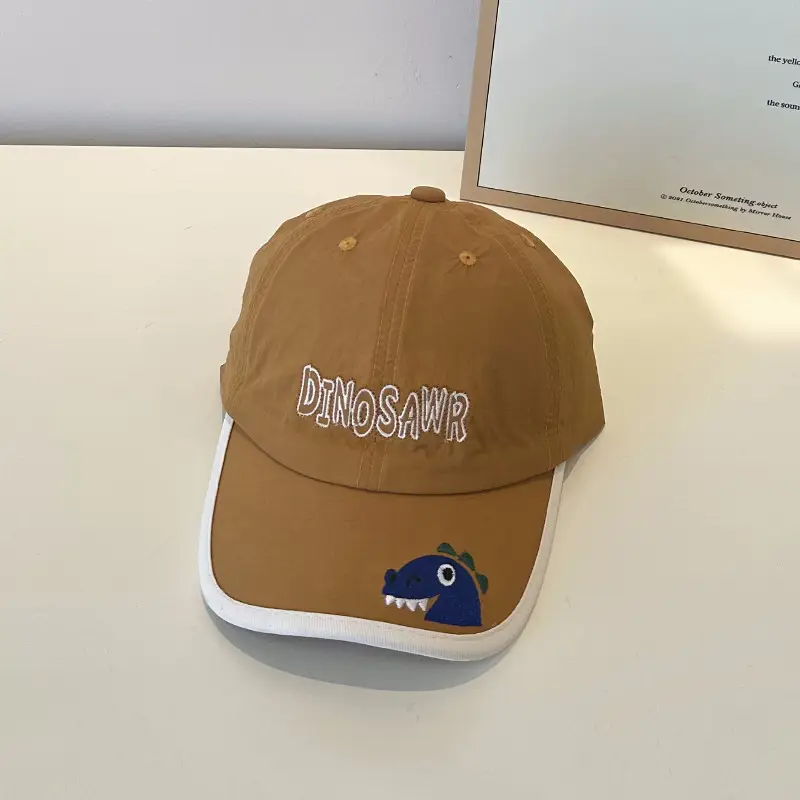 Kids Dino Cap Beige Embroidered - Image 5