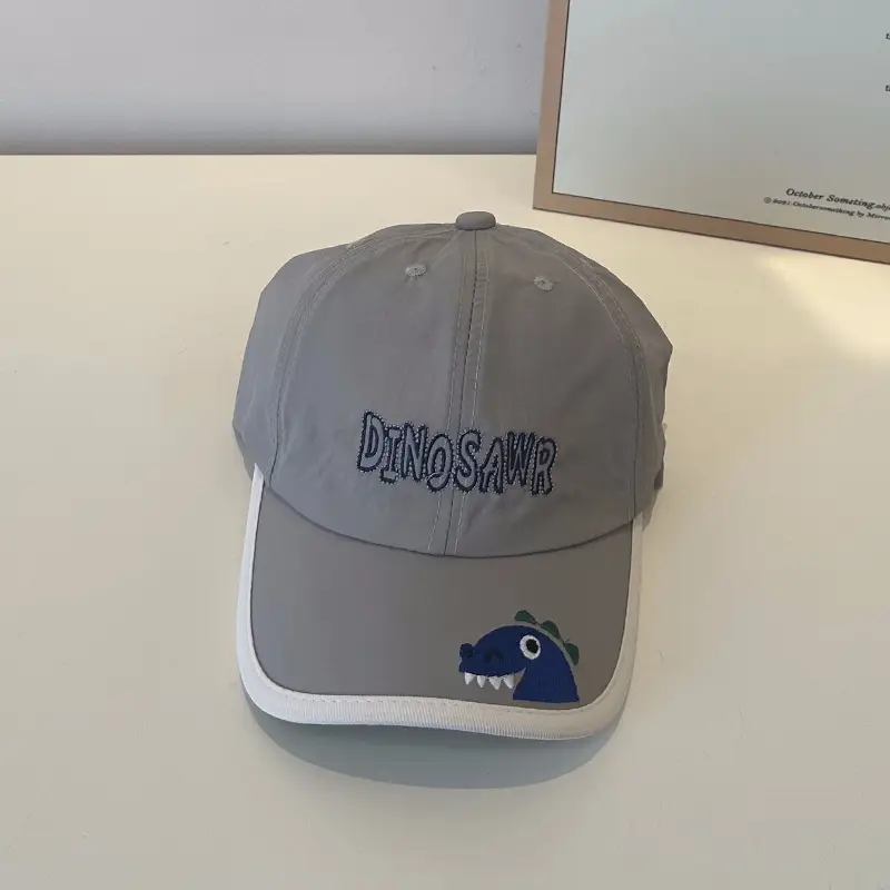 Kids Dino Cap Beige Embroidered - Image 6