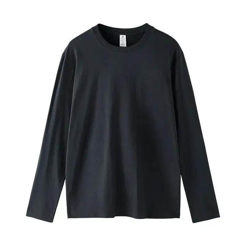 Men's Long Sleeve Plain Cotton T-Shirt Olive Green - Image 3