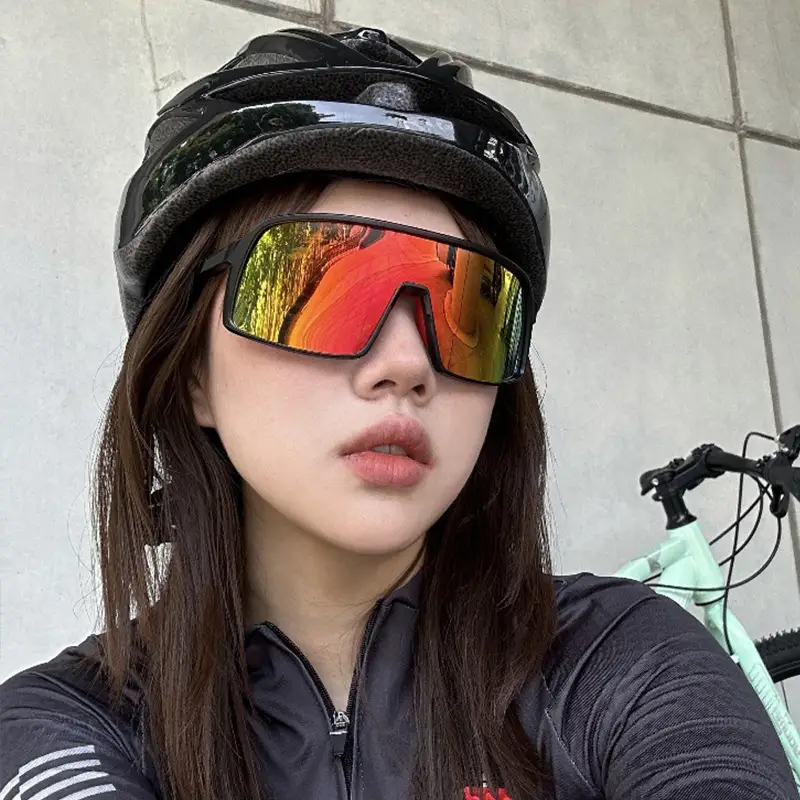 Women's Outdoor Cycling Sunglasses with Mirror & Pink Helmet - Image 4