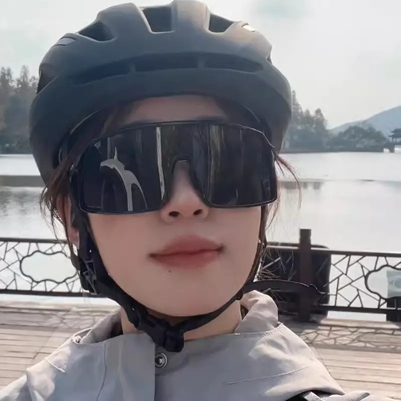 Women's Outdoor Cycling Sunglasses with Mirror & Pink Helmet - Image 5